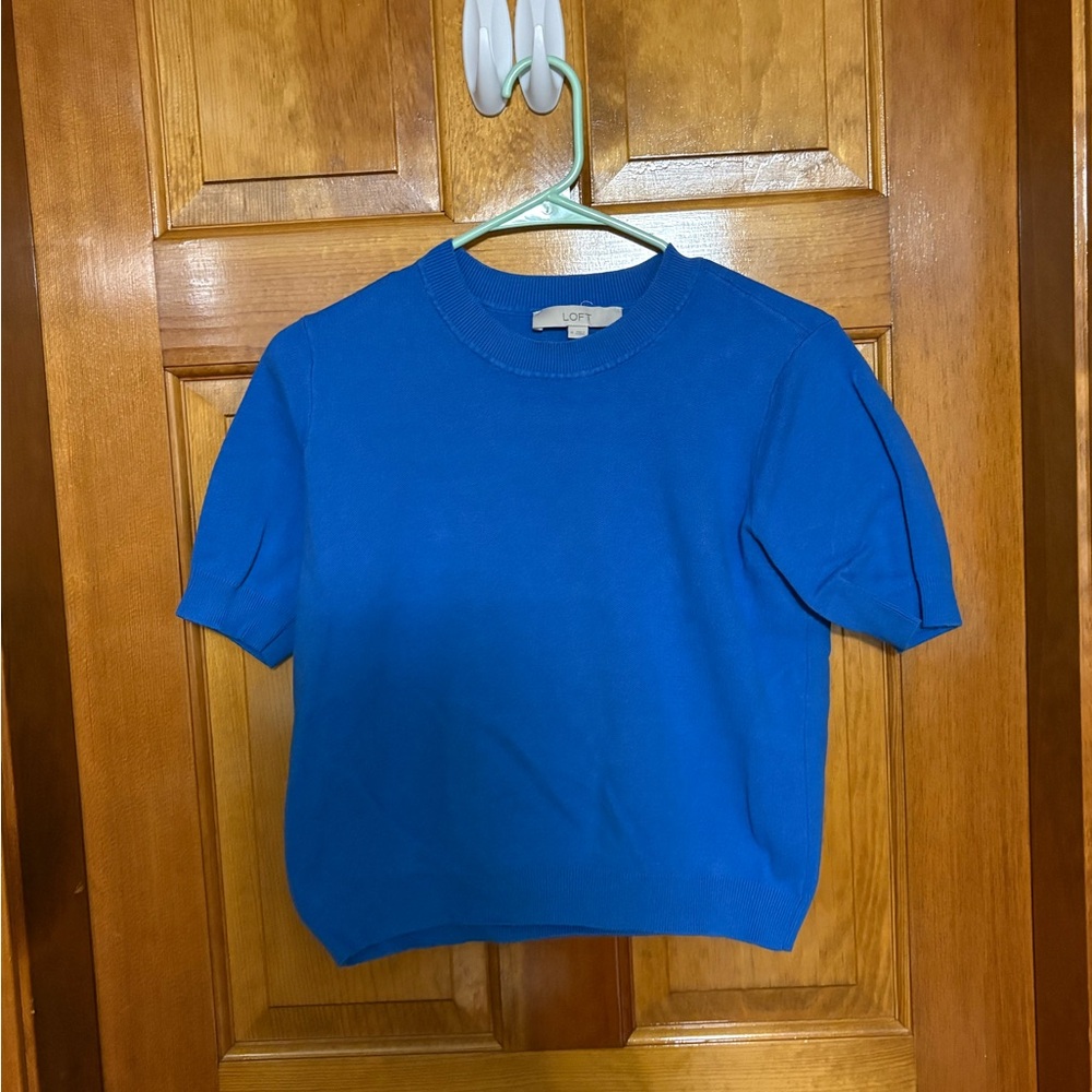 LOFT Women's Blue Crew Neck Sweater